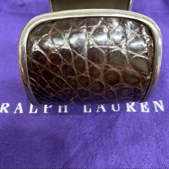 Ralph Lauren Collection * Fall '05 Crystal Logo Sterling Alligator Cuff Bracelet - Picture 13 of 16